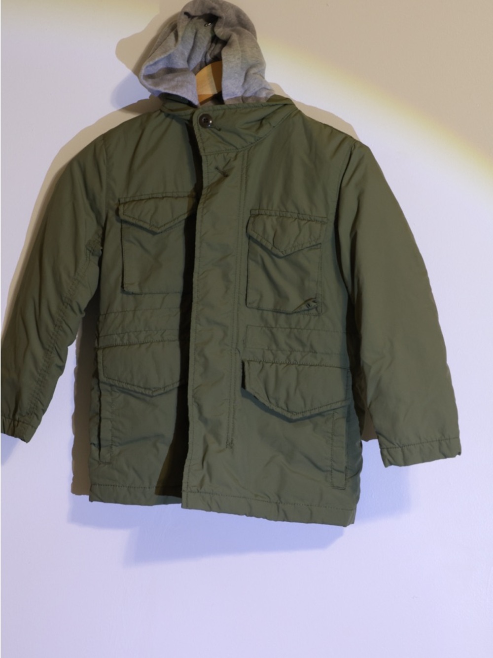 GAP Olive Green Military Field Jacket with Gray Hooded Liner